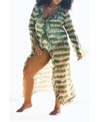 Women's Curve Tie Dye Ruffle Resort Kaftan