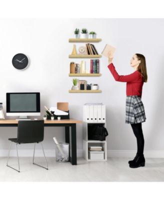 4-Pack 16" Rustic Floating Shelves Mahogany finish for bedroom, kitchen, office Perfect for books, frames, trophies & decor