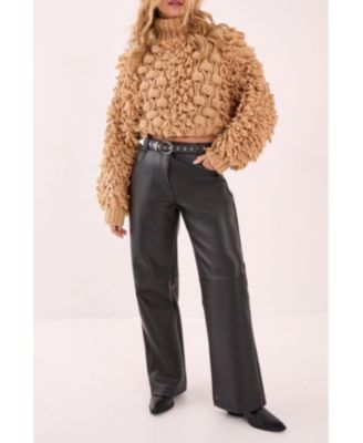 Women's High Neck Cropped Sweater