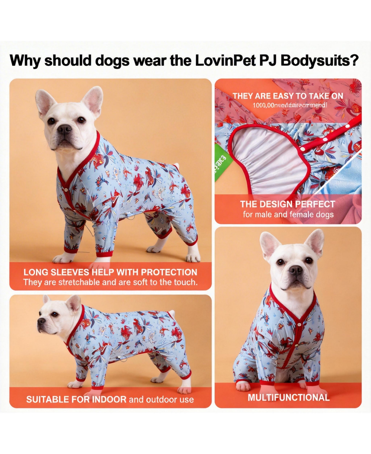 Aronkl Dog Anxiety Relief & Recovery Suit - Soft, Comfortable, Protective