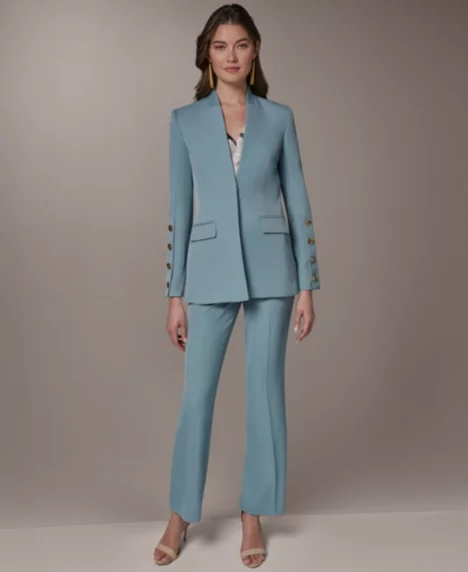 Petite Collarless Blazer - Waterlily