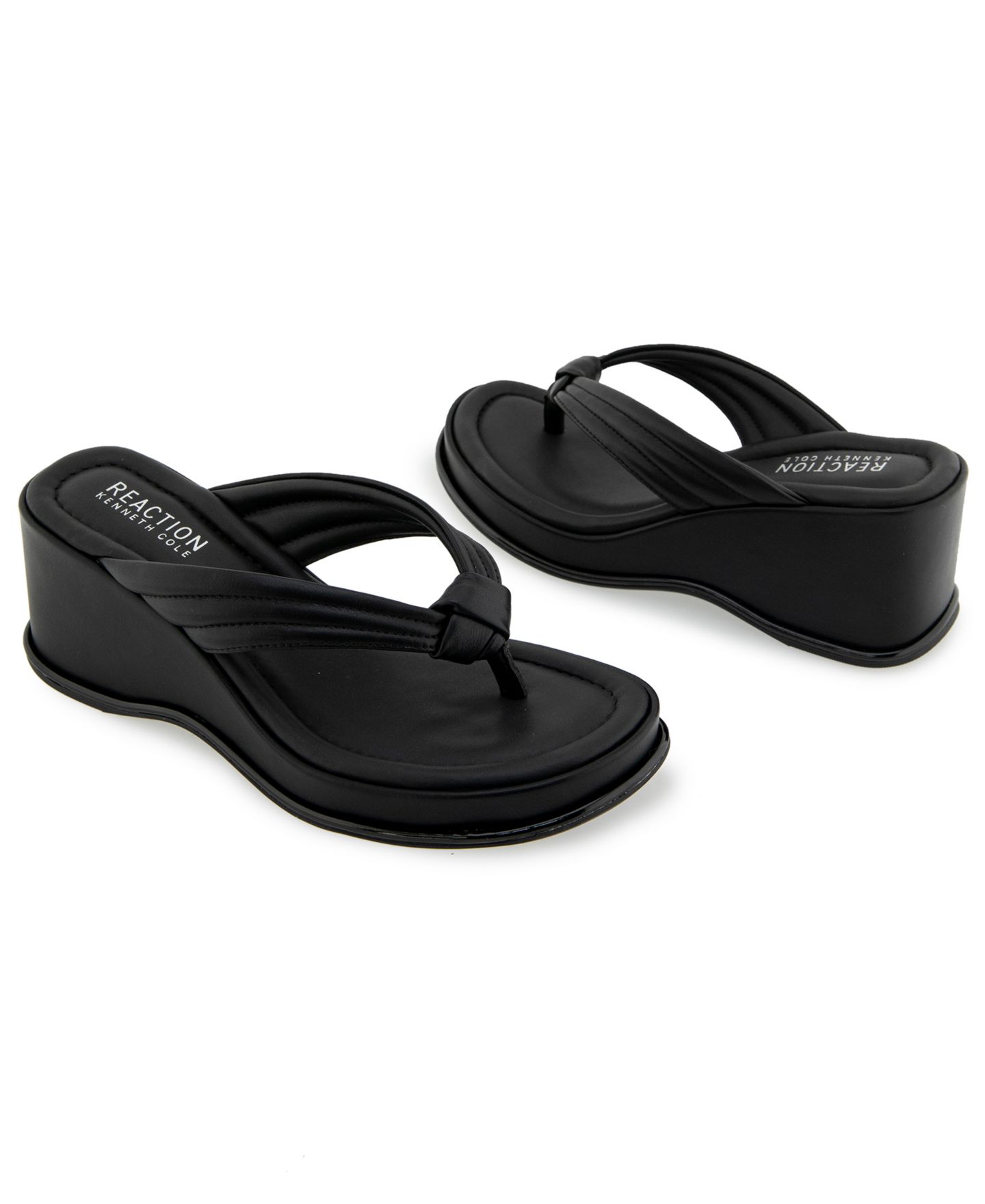 Женские сандалии Kenneth Cole Reaction Rixton Wedge Thong, цвет: Чёрный гладкий — фото 8