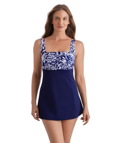 Женские платья ShapeSolver Women's Square Neck Princess Seam Swim Dress