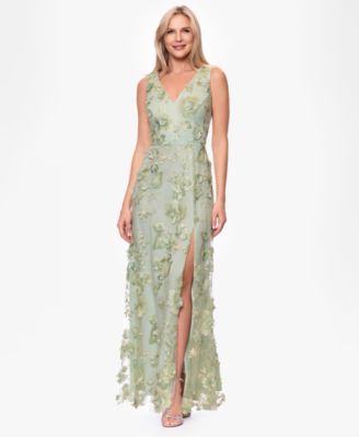 Women's V-Neck 3D Embroidered Gown