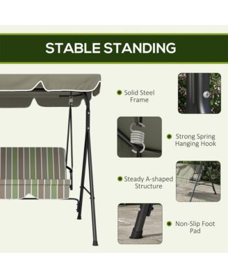 3-Seat Outdoor Patio Swing w/ Canopy & Cushion, &