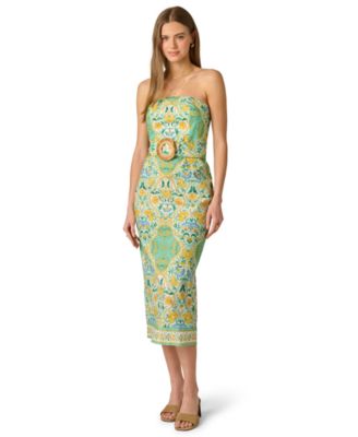 Women's Strapless Printed Midi Dress