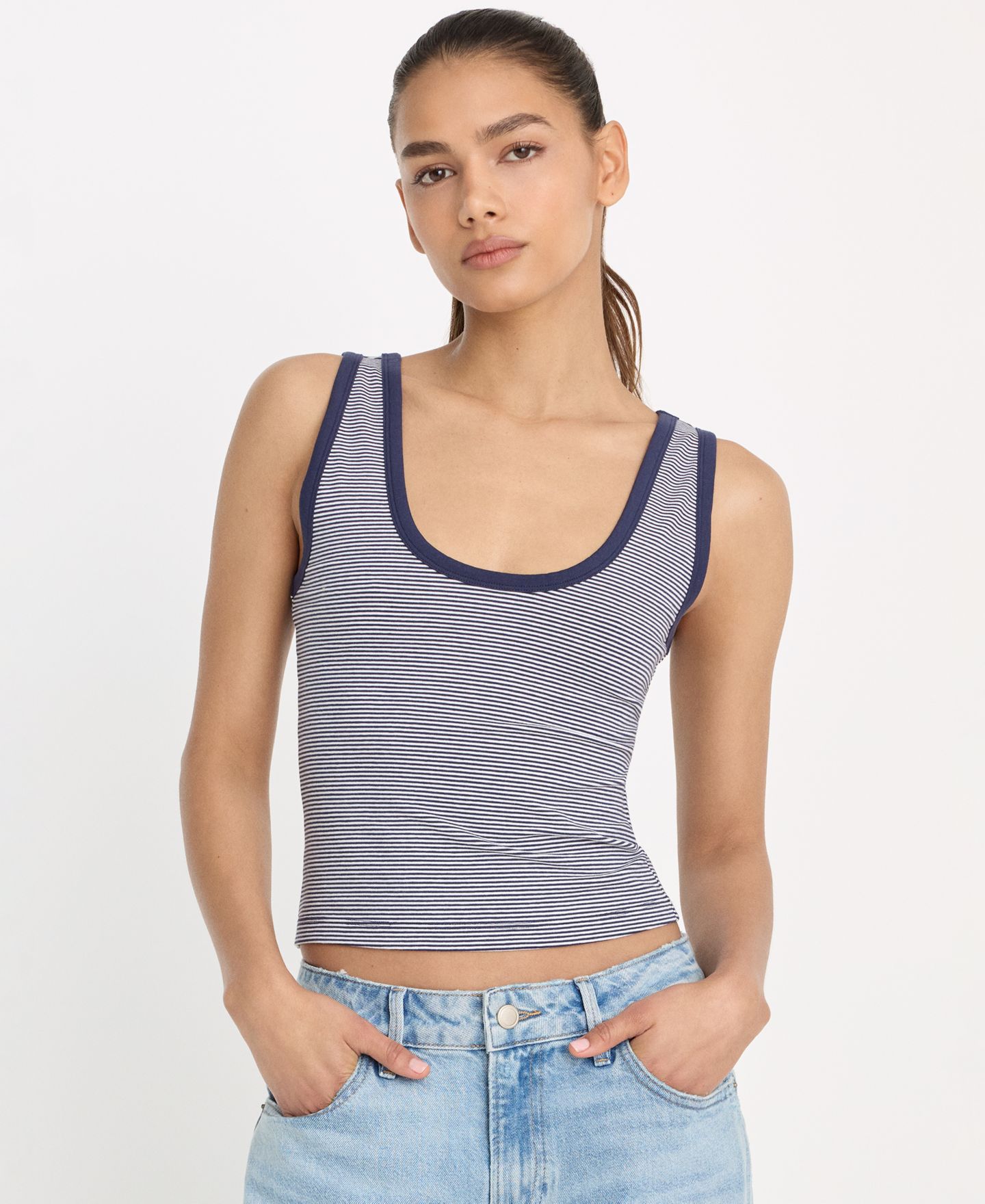 Женский топ Good American Scoop Neck, Regular & Plus Size, цвет: Синий — фото 1