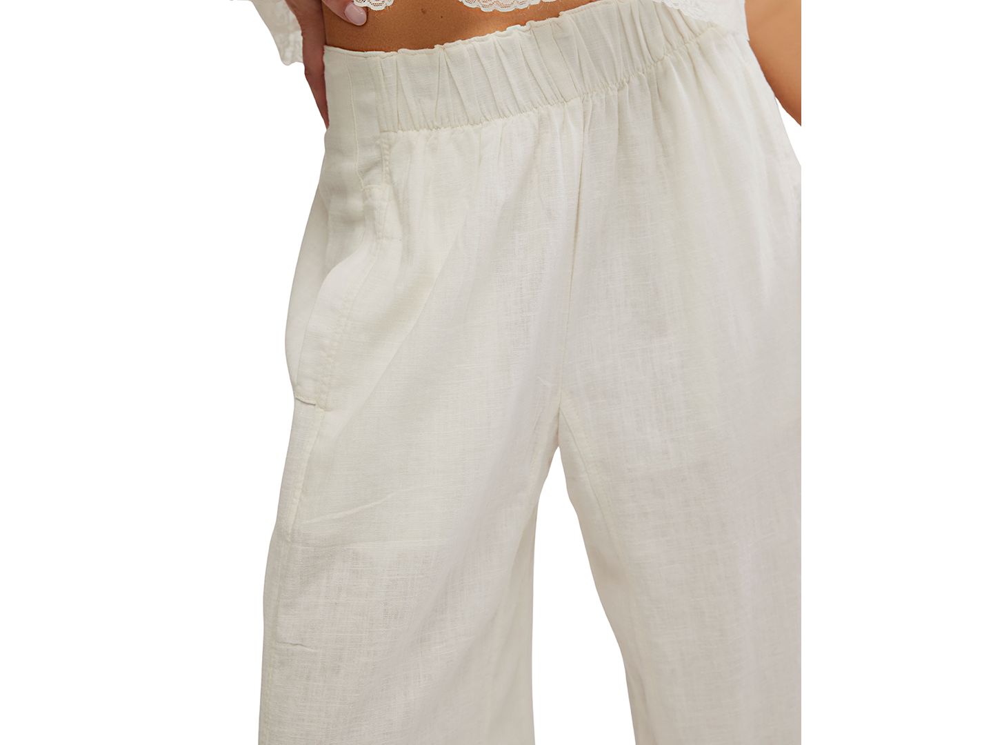 Женские брюки Free People Mid-Rise Wide-Leg, цвет: Слоновая кость — фото 4