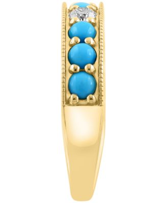 Diamond (1/3 ct. t.w.) and Turquoise Ring in 14k Yellow Gold