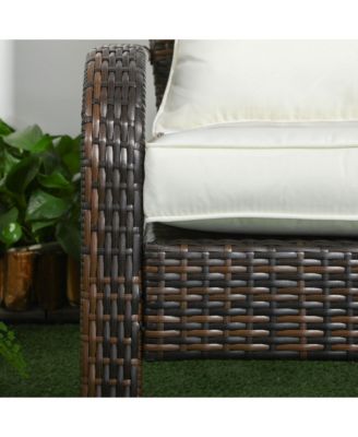 Patio Wicker Adirondack Chair with Soft Cushions,