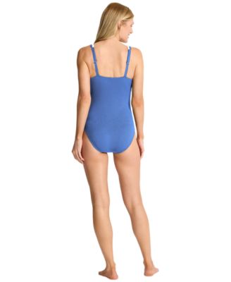 Women's Cabana Pique Texture Tie Front One-Piece Swimsuit