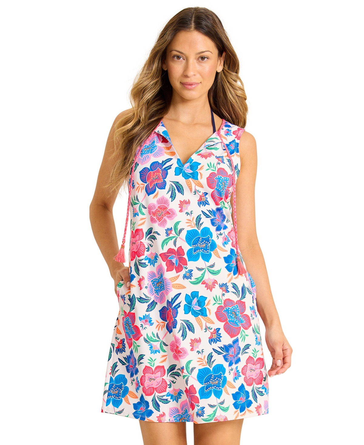 Tommy Bahama Women's V-Neck Printed Swim Dress