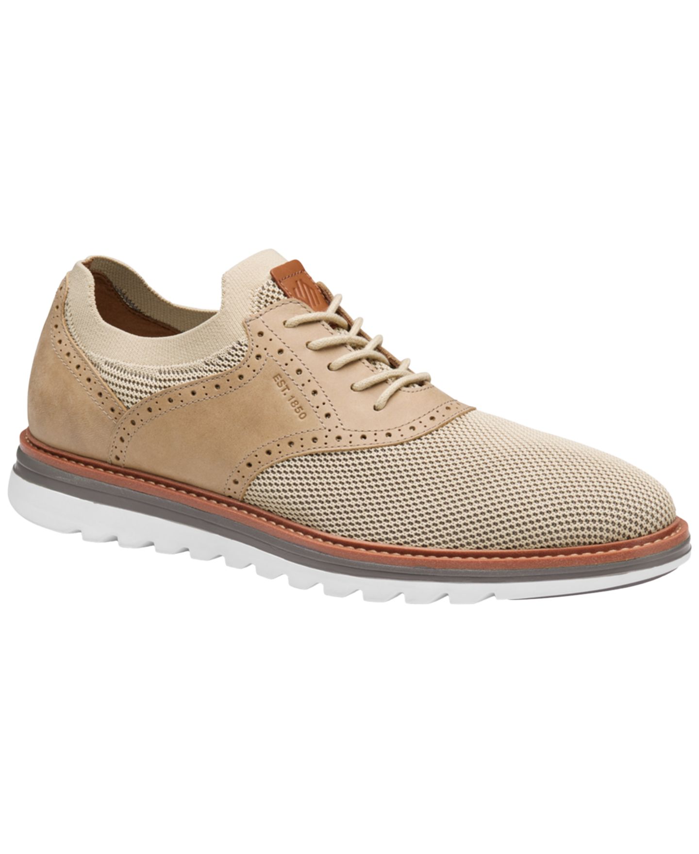 Johnston & Murphy Men's Braxton Knit Saddle, цвет: Бежевый вязаный / Нубуковый — фото 1