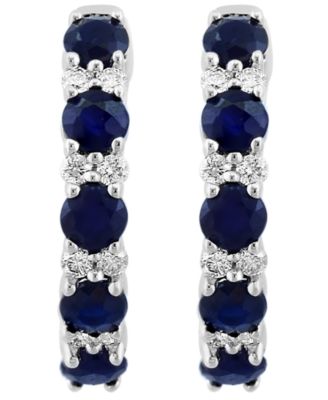 Sapphire (1/2 ct. t.w.) & Diamond (1/2 ct. t.w.) Earrings in 14k White Gold