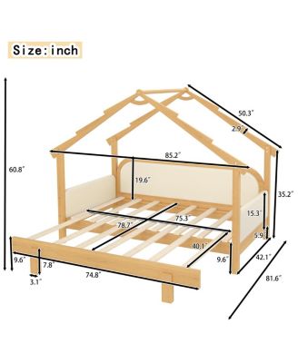 Streamdale Twin Size Wood Treehouse Bed with Soft Cushion Rails