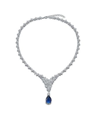 Dazzling White Gold Plated Statement Cluster Y-Necklace