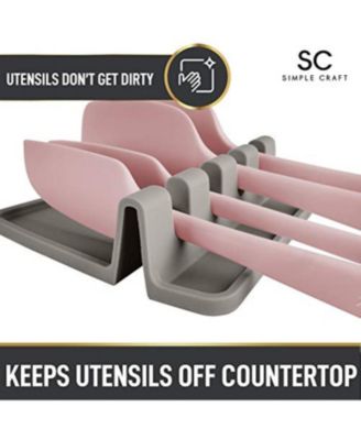 Silicone Kitchen Utensil Rest with Drip Pad for Multiple Utensils