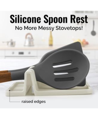 Silicone Kitchen Utensil Rest with Drip Pad for Multiple Utensils