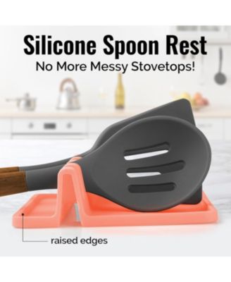 Silicone Kitchen Utensil Rest with Drip Pad for Multiple Utensils