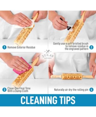 (Set of 2) Large & Small Wooden Carved Christmas Rolling Pin