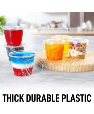 100 Pack Clear Jello Shot Cups with Lids - Disposable Condiment Cups