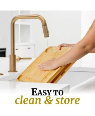 Premium Bamboo Cheese Board Deluxe Set with 4 Piece Knife Set