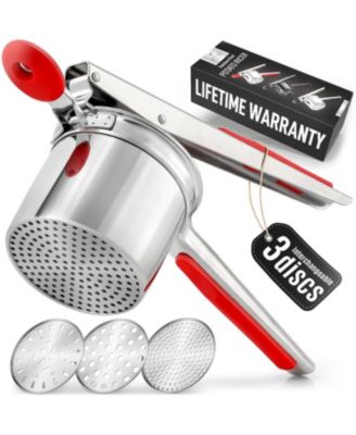 Premium Large 15oz Potato Masher and Ricer Kitchen Tool (3 Discs)