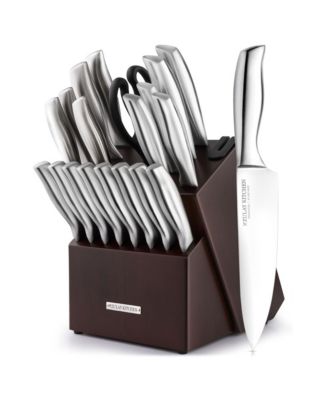 20-Piece Stainless Steel Kitchen Knife Set with Built-in Sharpener
