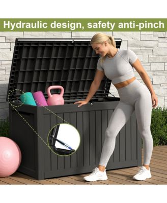 270 Gallon Patio Waterproof Resin Deck Box Lockable Outdoor Storage Garden Tools