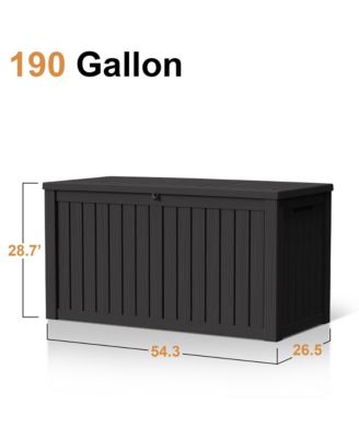 190 Gallon Patio Waterproof Resin Deck Box Lockable Outdoor Storage Garden Tools