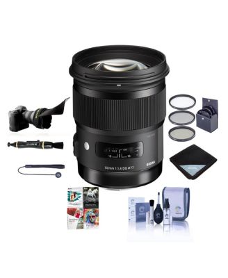 50mm f/1.4 DG HSM ART Lens for Nikon F, Bundle with ProOptic 77mm Filter Kit, Flex Lens Shade, Lens Wrap, Cleaning Kit, Cap Tether, LensPen