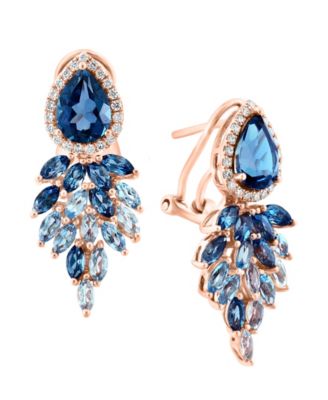 London Blue Topaz (3-3/4 ct. t.w.), Sky Blue Topaz (1-5/8 ct. t.w.) & Diamond (1/4 ct. t.w.) Statement Earrings in 14k Rose Gold