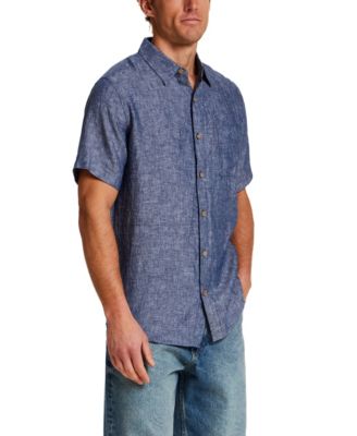 Men's Regular-Fit Solid Button-Down 100% Linen Shirt