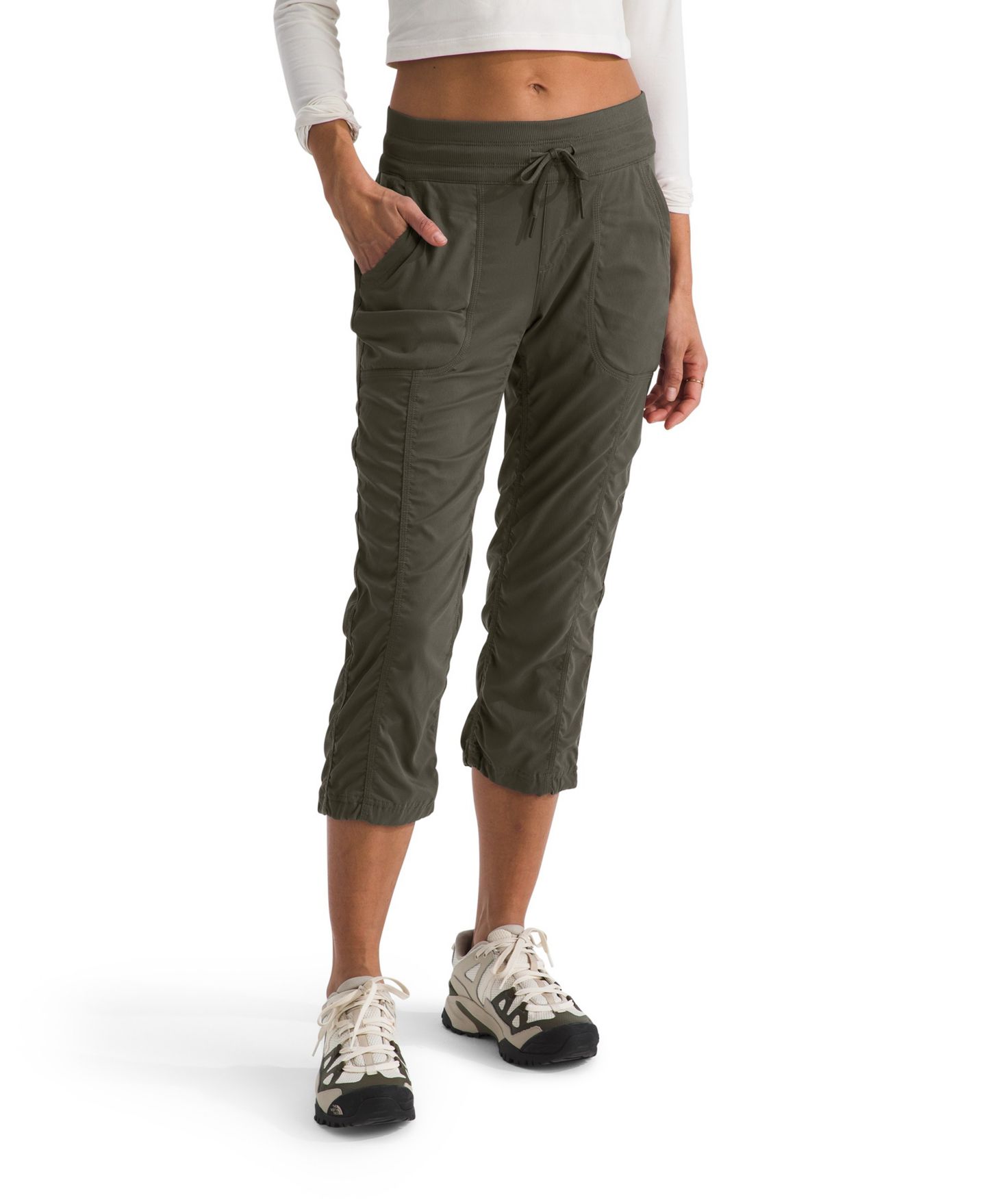 Женские брюки The North Face Aphrodite 2.0 FlashDry™ Capri, цвет: Серо-коричневый зелёный натуральный — фото 2