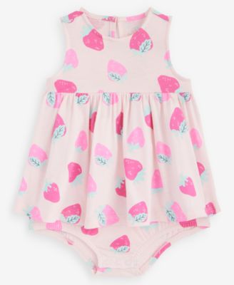 Baby Girls' 0M-24M Strawberry-Print Sunsuit