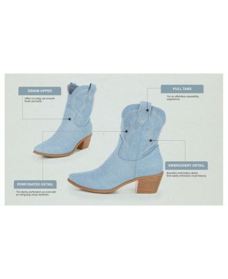 Womens Nigara Cut Out Detail Denim Cowboy Boots