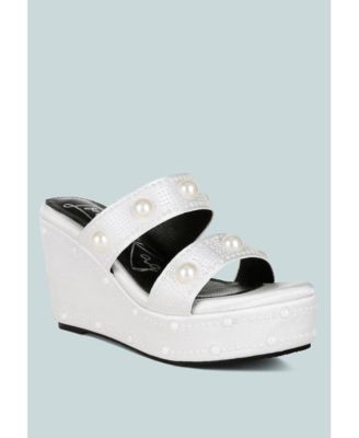 Womens Django Pearl Embellished Wedge Sandals