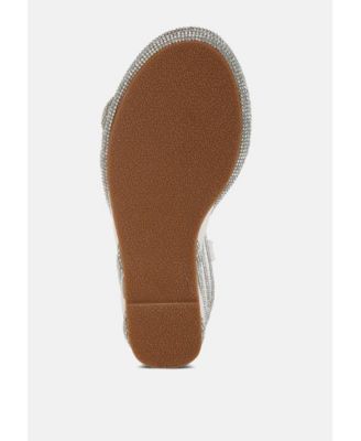 Womens My Bliss Rhinestone Studded Wedge Sandals