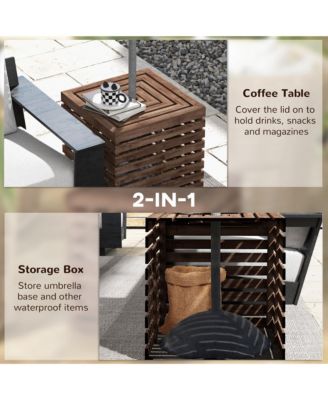 Outdoor Storage Box for Umbrella Base, Wooden End Table