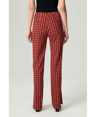 Women's Plaid Slit-Hem Pants