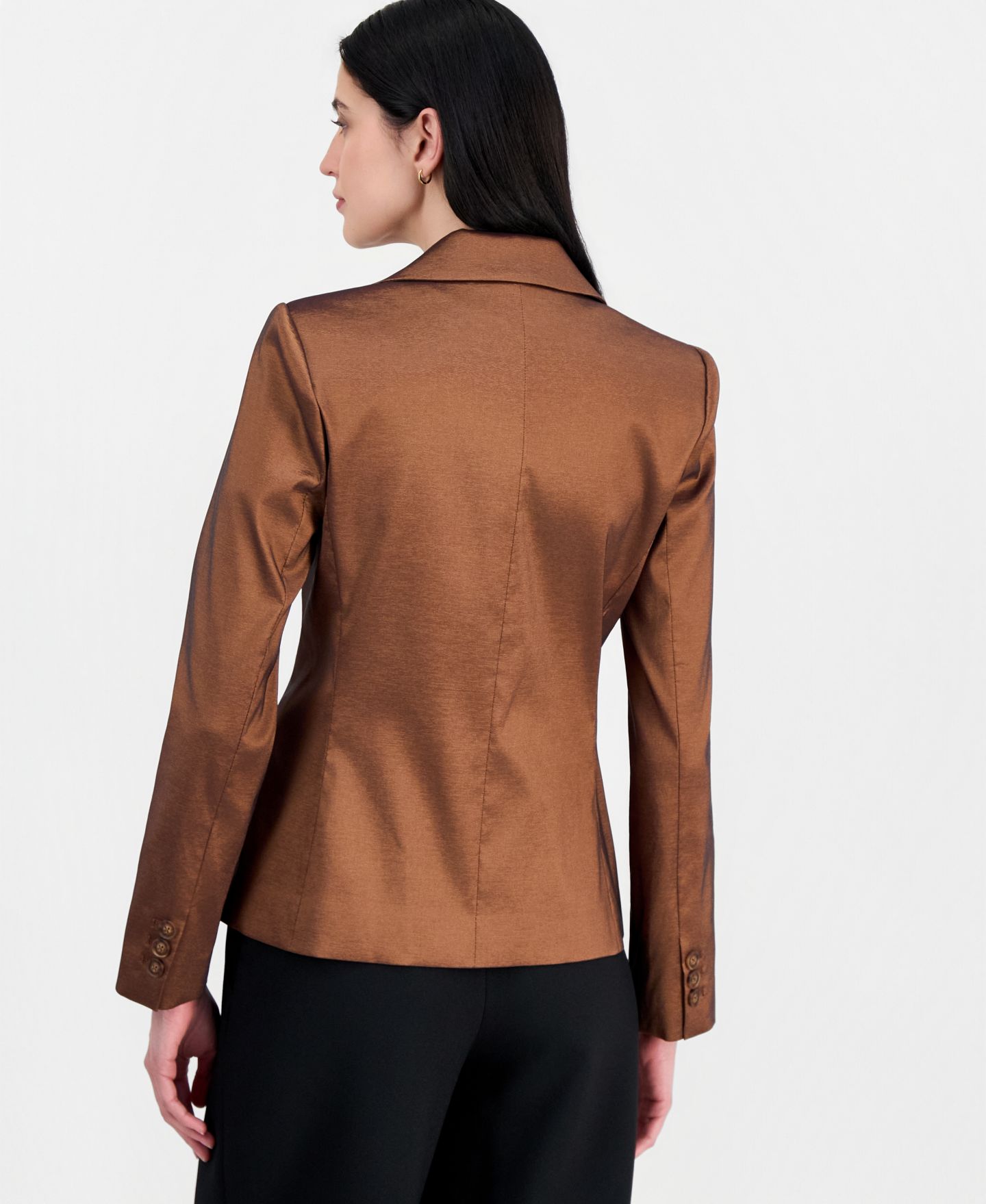 Женский пиджак Tahari ASL Metallic Crepe Double-Breasted Blazer, цвет: Медный — фото 4