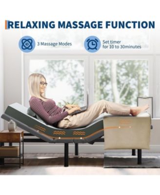 Twin XL Adjustable Bed Frame, Ergonomic Electric Bed Base with Wireless Remote and 2 USB Ports, Head and Foot Incline, Nightlight, Massager