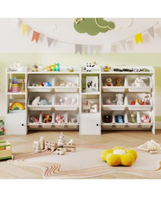 Children s Toy Organizer with Bookshelf and Cabinet Door