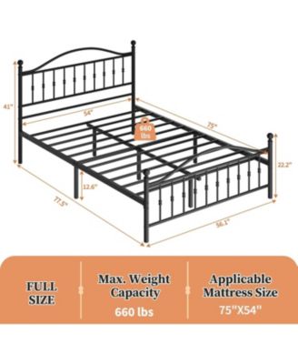 Size Metal Platform Bed Frame with Victorian Style Wrought Iron-Art Headboard and Footboard,Mattress Foundation,Under Bed Storage,Noise Free