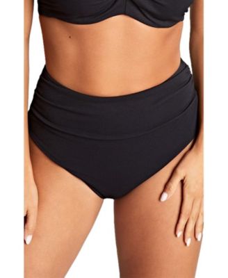 Women's Spirit Ruched Scalloped High Waist Bikini Bottom
