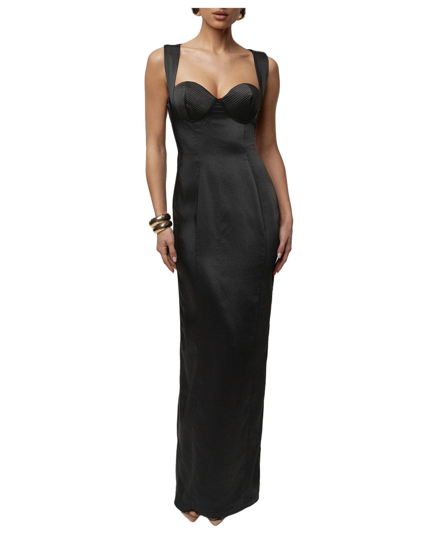 Женское платье JLUXLABEL Amour Satin Maxi, цвет: Чёрный — фото 2
