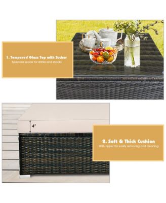 5PCS Rattan Sectional Sofa Set Patio Furniture Set w/ Cushion Pillow