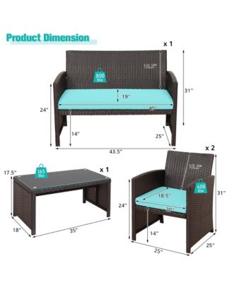 8PCS Patio Conversation Set Outdoor Rattan Furniture Set w/ Cushions