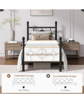 Size Metal Bed Frame with Vintage Circular Headboard and Footboard, Heavy-Duty Iron Platform Bed, No Box Spring Needed, Easy Assembly
