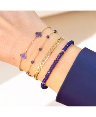 Blue Sapphire Bead Chain Bracelet 14K Gold